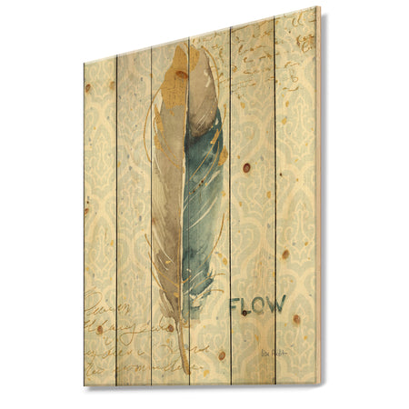 Fields of Gold Watercolor Flower IV - Traditional Print on Natural Pine Wood