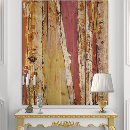 Orange Glam Natural Wood - Traditional Print on Natural Pine Wood