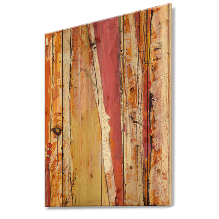 Orange Glam Natural Wood - Traditional Print on Natural Pine Wood