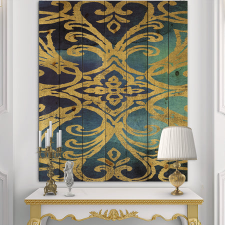 metallic Glam Indigo Form I - Transitional Print on Natural Pine Wood