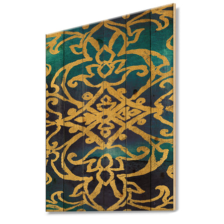 metallic Glam Indigo Form II - Transitional Print on Natural Pine Wood