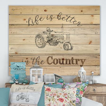 Farmhouse Moment Tractors - Farmhouse Print on Natural Pine Wood