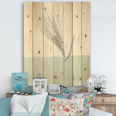 Natural Element Farmhouse I - Cottage Print on Natural Pine Wood