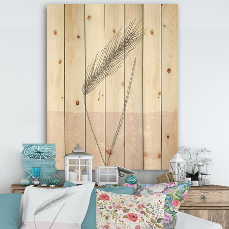 Natural Element Farmhouse II - Cottage Print on Natural Pine Wood