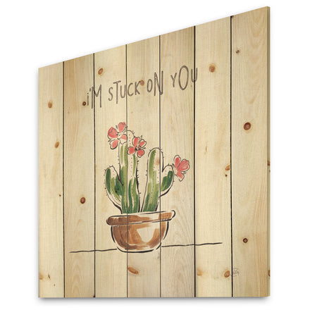 Desert Botanical Bloom II - Cabin & Lodge Print on Natural Pine Wood