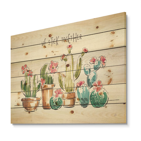 Desert Botanical Bloom III - Cabin & Lodge Print on Natural Pine Wood