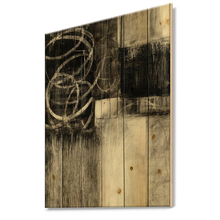 A Geometric Day I - Mid-Century Modern Print on Natural Pine Wood