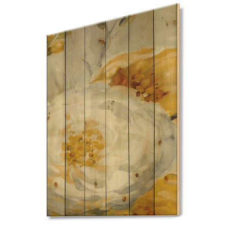 Sunshine Yellow Flower I - Floral Print on Natural Pine Wood