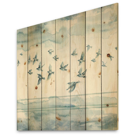 Indigold Bird Cottage Family VII - Animals Print on Natural Pine Wood