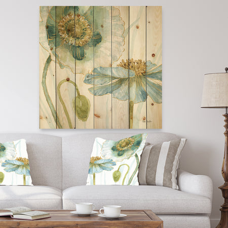 My Greenhouse Cottage Flowers II - Traditional Print on Natural Pine Wood