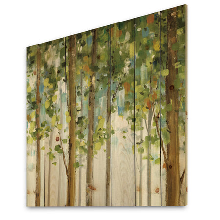 Green Forest Study - Modern Farmhouse Print on Natural Pine Wood