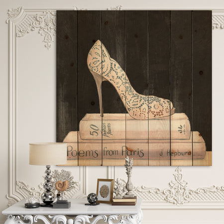 Pink Fashion & Glam high heels I - Posh & Luxe Print on Natural Pine Wood