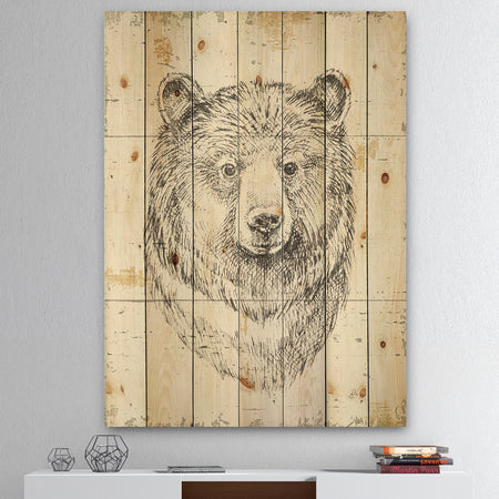 Bear Wild and Beautiful IV - Wildlife Animal Print on Natural Pine Wood