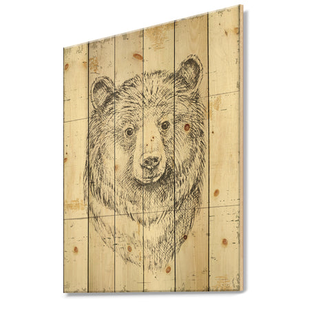 Bear Wild and Beautiful IV - Wildlife Animal Print on Natural Pine Wood