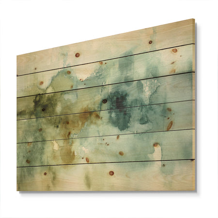 Abstract Watercolor Green House - Modern & Contemporary Print on Natural Pine Wood
