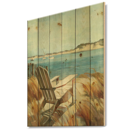 Coastal Chair Relax Beach - Nautical & Coastal Print on Natural Pine Wood
