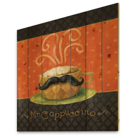 Kitchen Cafe Moustache IV - Kitchen Print on Natural Pine Wood