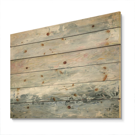 Gray Abstract Watercolor II - Contemporary Print on Natural Pine Wood