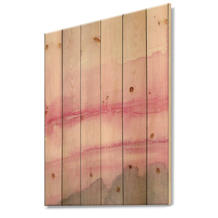 Pink Abstract Watercolor - Shabby Chic Print on Natural Pine Wood