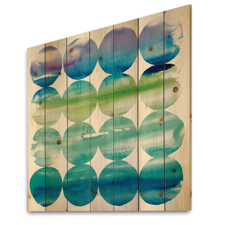 Circle Abstract Blue Colorfields I - Modern & Transitional Print on Natural Pine Wood