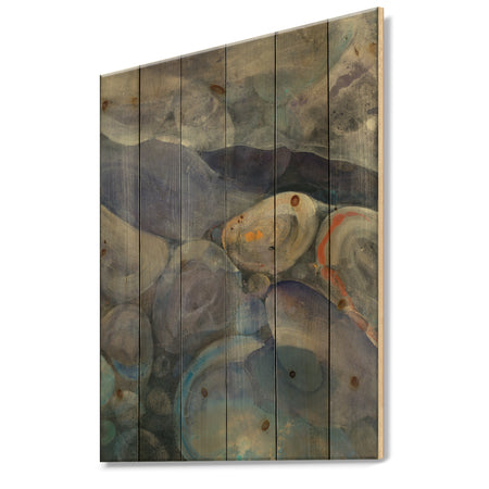 Into the Indigo Stream II - Abstract Print on Natural Pine Wood