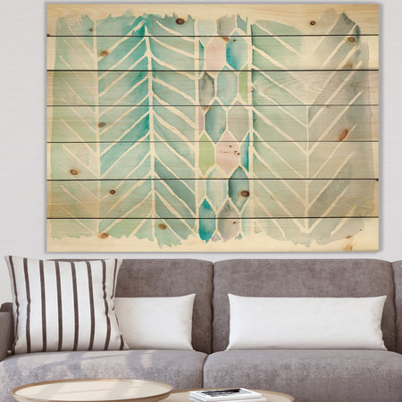 Watercolor Geometric Swatch Element IV - Mid-Century Modern Print on Natural Pine Wood