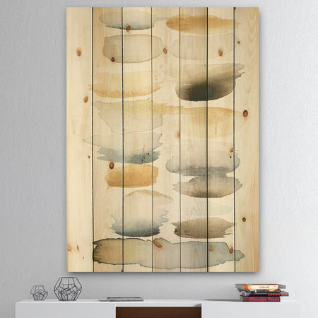 Watercolor Geometric Swatch Element V - Mid-Century Modern Transitional Print on Natural Pine Wood