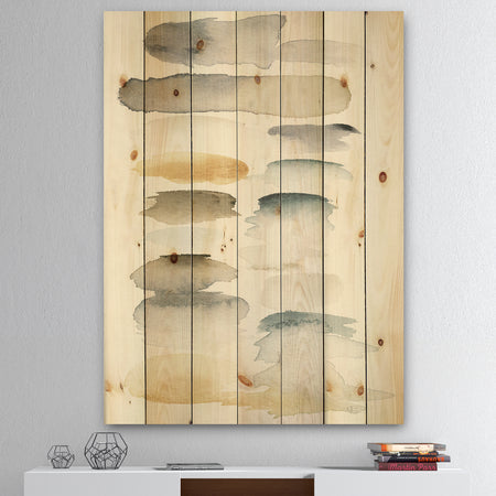 Watercolor Geometric Swatch Element VI - Mid-Century Modern Transitional Print on Natural Pine Wood