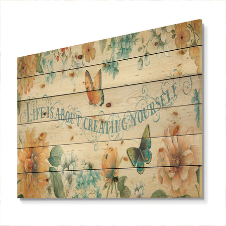 Butterfly Bloom lovely Quote - Farmhouse Print on Natural Pine Wood