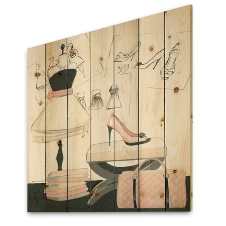 Chic Galm Closet V - Fashion Print on Natural Pine Wood