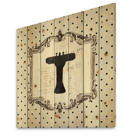 Vintage French Bathroom I - Traditional Bathroom Print on Natural Pine Wood