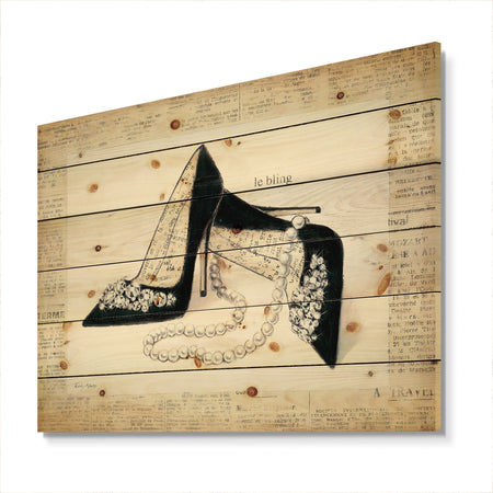 Chic Galm Closet I - Fashion Print on Natural Pine Wood