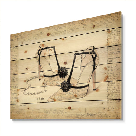 Chic Galm Closet III - Fashion Print on Natural Pine Wood