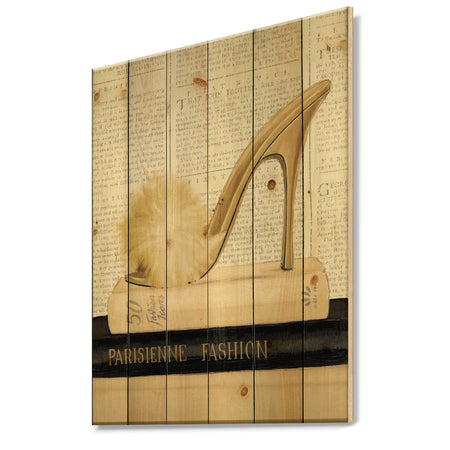 Gold Fashion High Hells II - Posh & Luxe Print on Natural Pine Wood