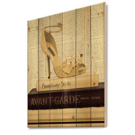 Gold Fashion High Hells III - Posh & Luxe Print on Natural Pine Wood