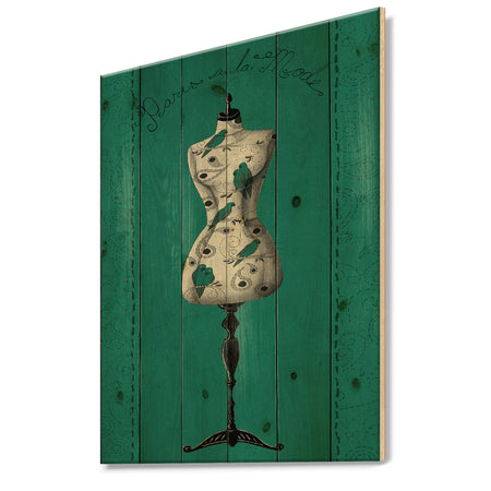 French Couture IV - Fashion Print on Natural Pine Wood