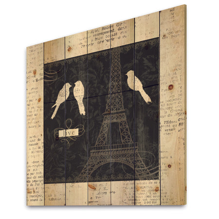 Paris Vintage Collage II - French Country Print on Natural Pine Wood