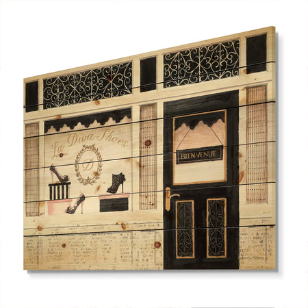 Paris Diva Shoes Painting - Fashion Print on Natural Pine Wood