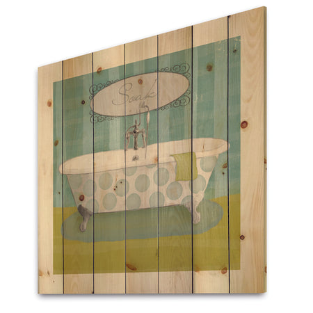 Paris Hotel Bathroom III - Traditional Bathroom Print on Natural Pine Wood