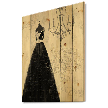 French chandeliers Couture IV - Fashion Print on Natural Pine Wood