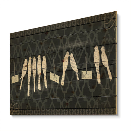 French Bird Flea Market II - Farmhouse Print on Natural Pine Wood