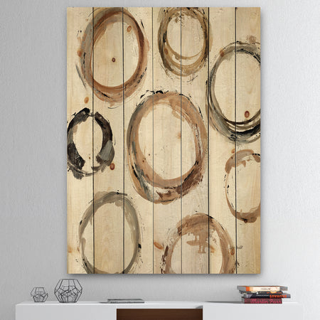 Geometric Circle Natural Balance I - Mid-Century Modern Transitional Print on Natural Pine Wood