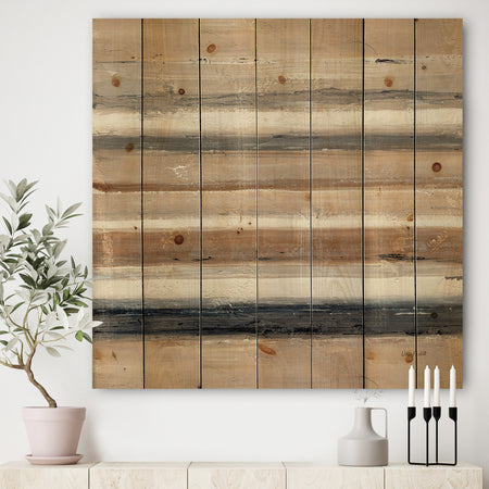 Geometric Circle Natural Balance III - Mid-Century Modern Transitional Print on Natural Pine Wood