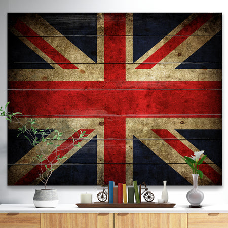 Vintage UK Flag - Contemporary Print on Natural Pine Wood