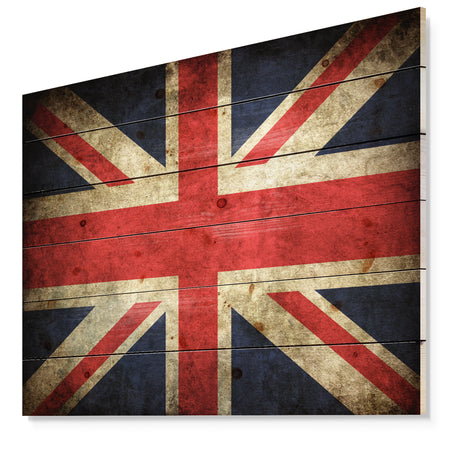 Vintage UK Flag - Contemporary Print on Natural Pine Wood