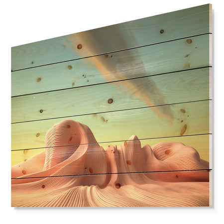 3D Alien World Surreal Fantasy - Contemporary Print on Natural Pine Wood