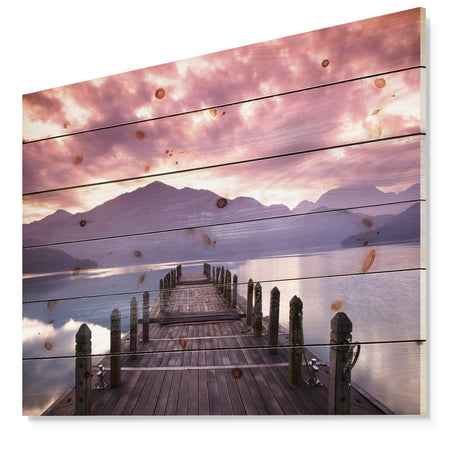 Beautiful Spring Sea at Morning - Photography Print on Natural Pine Wood