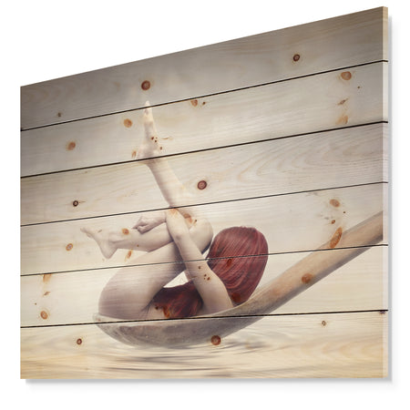 Beauty Bath - Contemporary Print on Natural Pine Wood