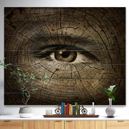 Aging Eyes - Abstract Print on Natural Pine Wood