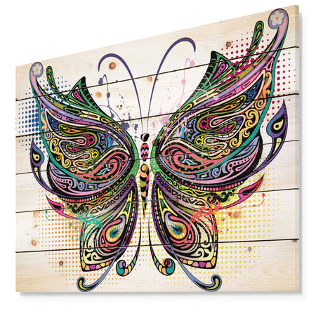 Variegated Butterfly - Abstract Print on Natural Pine Wood